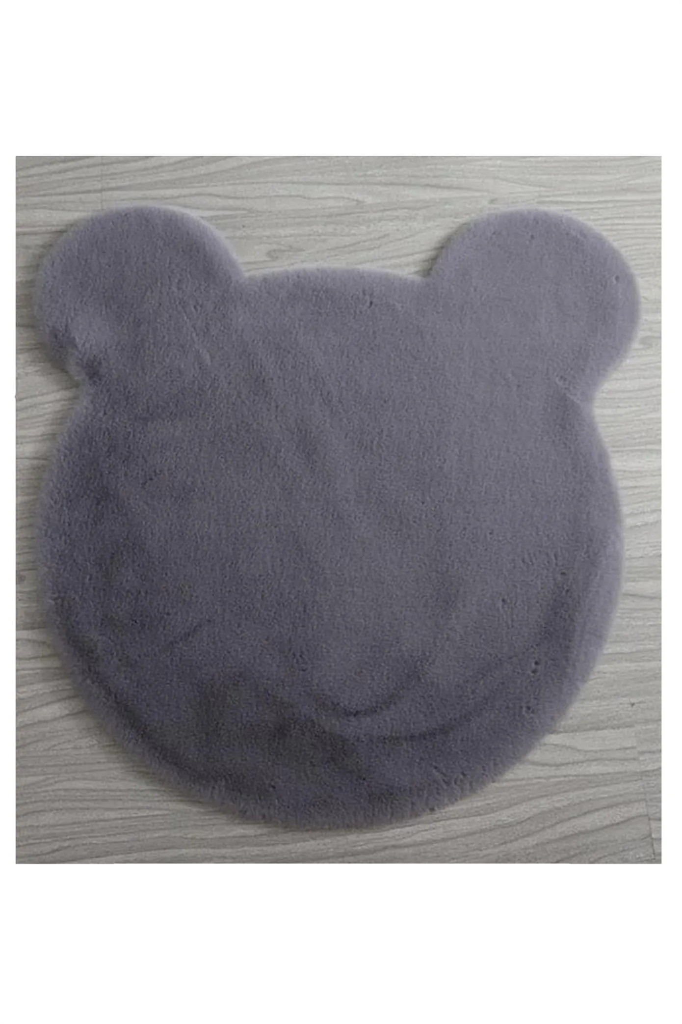 Ayıcık Kafası Şekilli Antrasit Peluş Halı