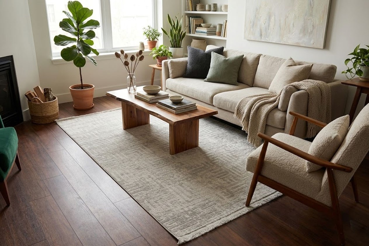 BAHAR Series Cream Beige Soft Transition Modern Pattern Rug | BT337