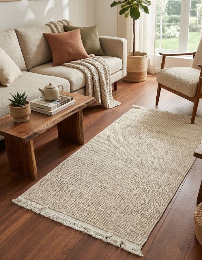 BERFE Series White Light Coffee Textured Striped Non-slip Base Modern Carpet | 1001