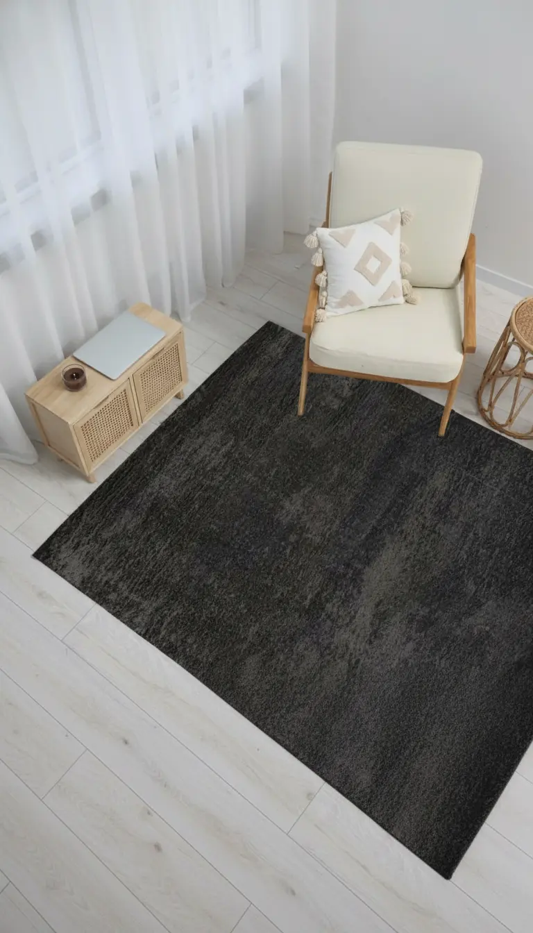 Dream Color Antrasit Yumuşak Yüzeyli Kaymaz Makinede Yıkanabilir Halı