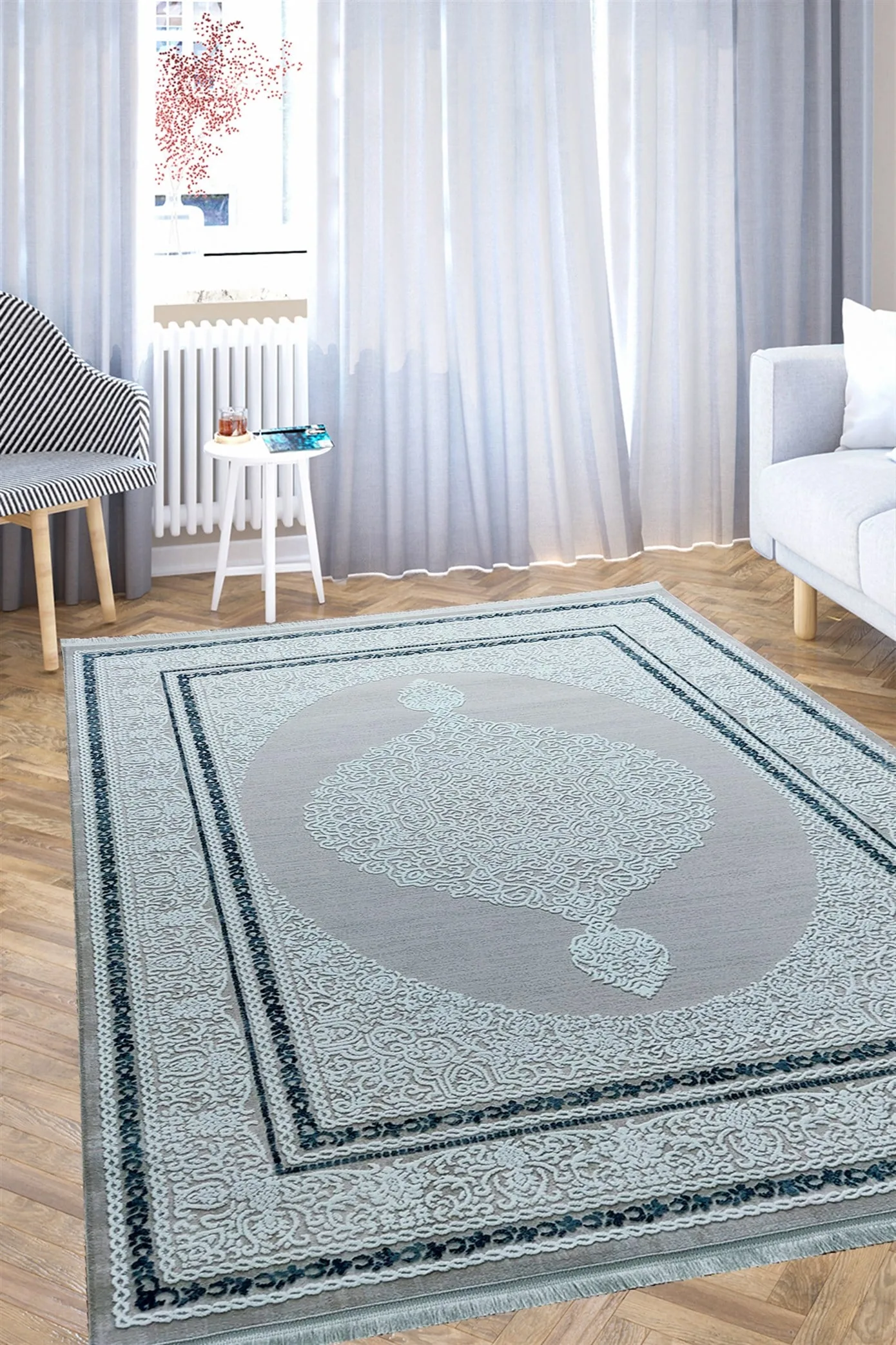 Mavi Renkli Akrilik Salon Halısı