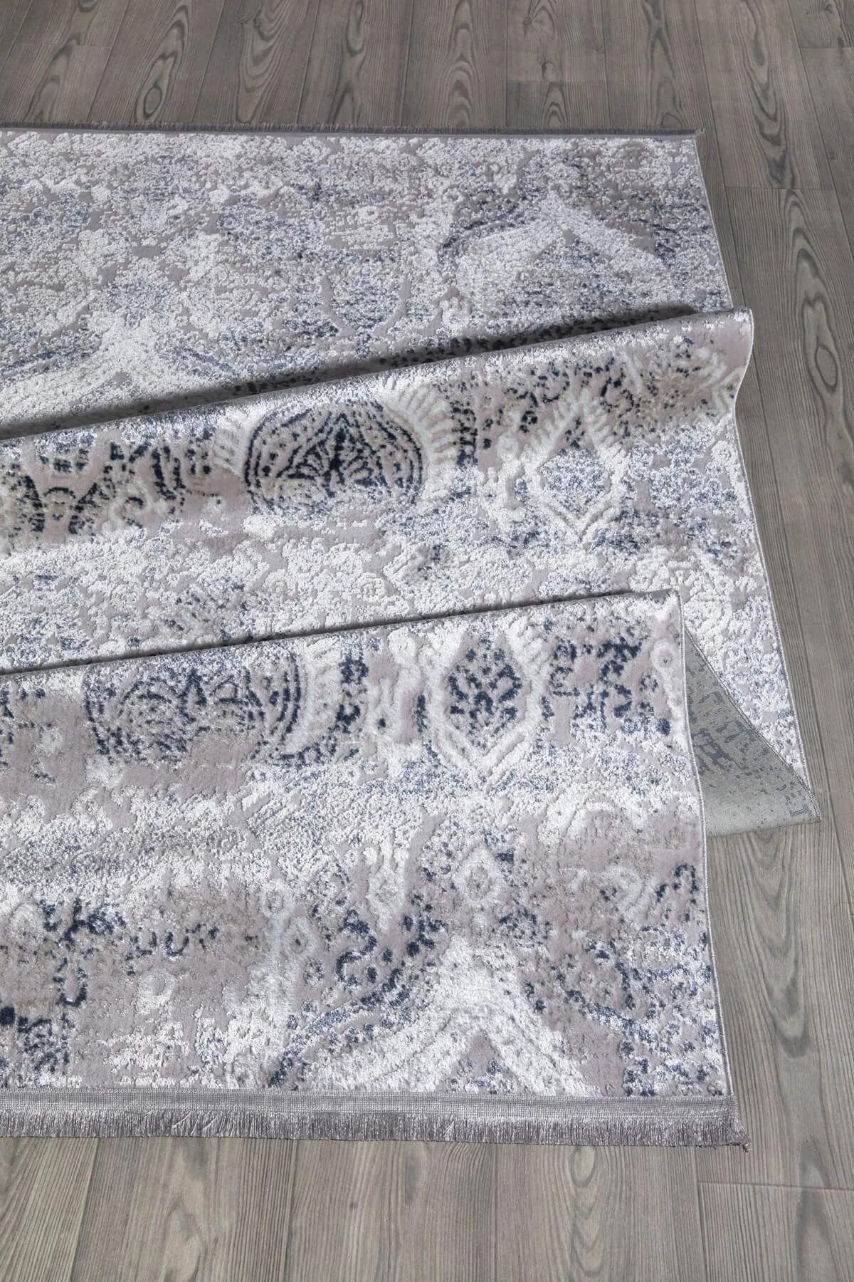Mavi Renkli Füme Plus Parlak Kaymaz Yıkanabilir Halı