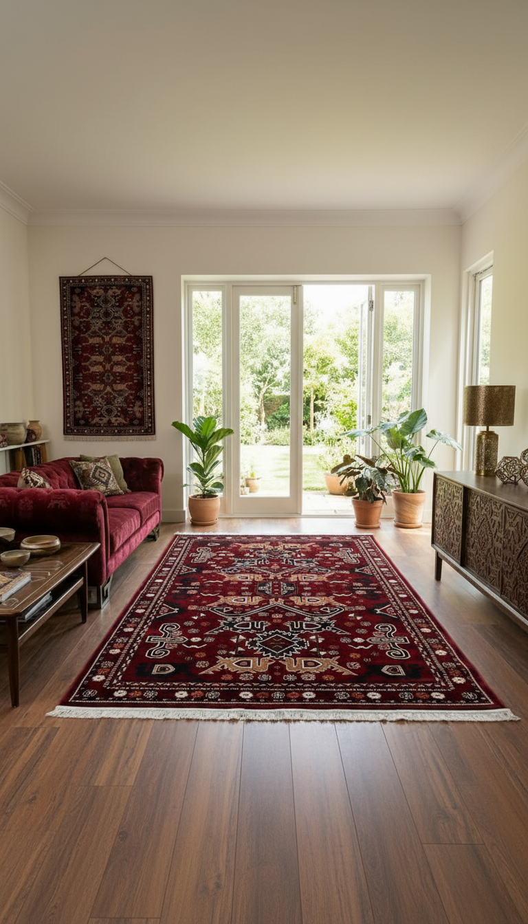 NAKIŞ Series Red Ethnic Motif Elegant Living Room Rug | AF314 RED