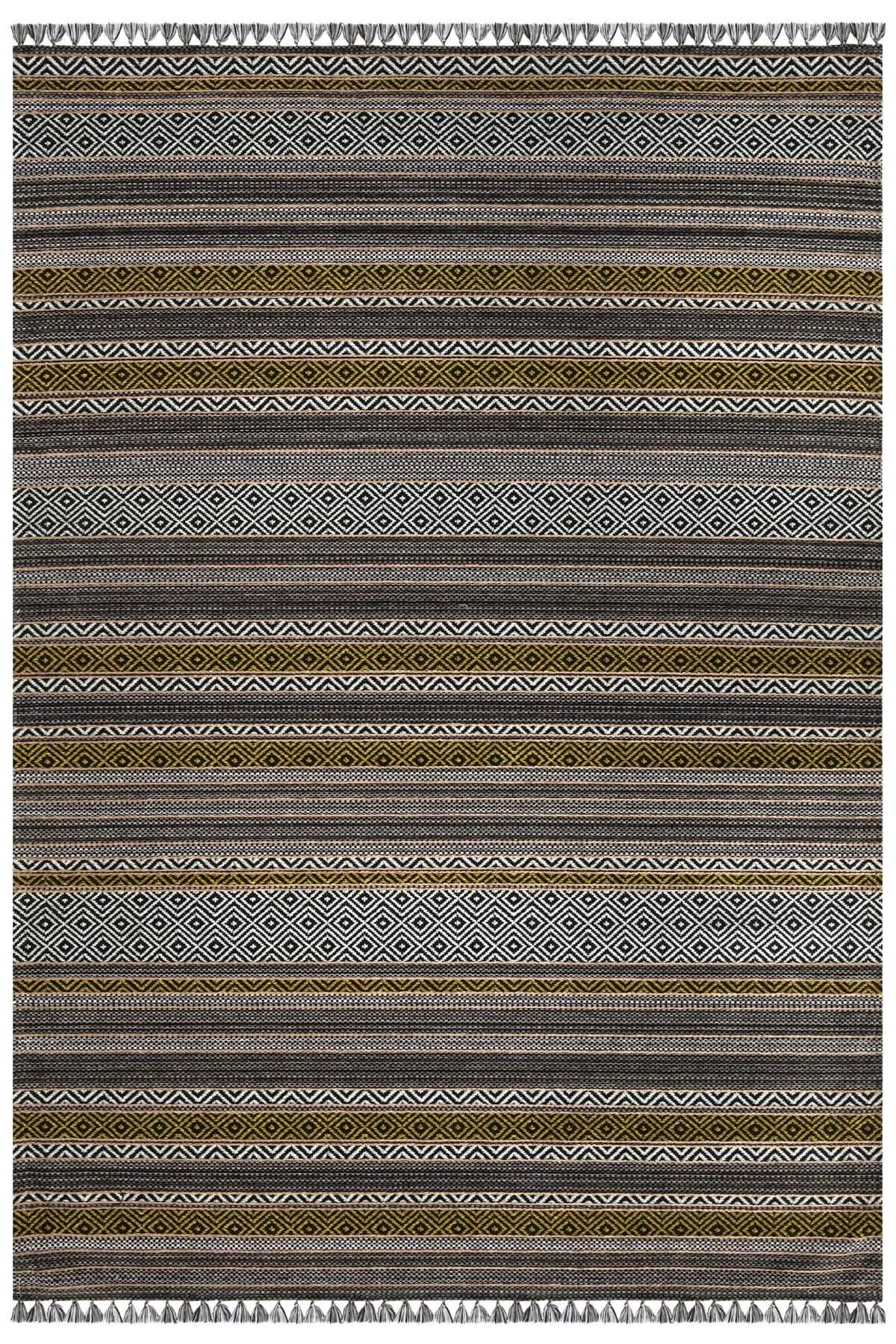 Yeşil Renkli Kaymaz Tabanlı Yıkanabilir Makine Dokuma Kilim